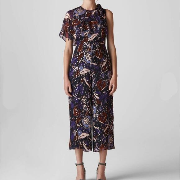 Whistles Erica Montrose Print Silk Jumpsuit - Picture 1 of 13